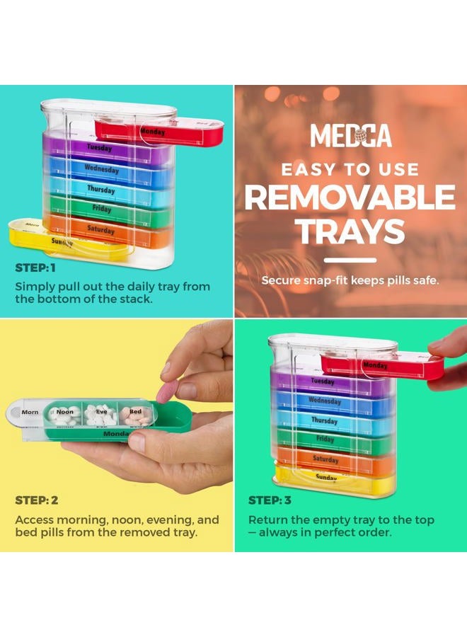 MEDca Weekly Pill Organizer, Four Times-a-Day, 1 Dispenser with Stackable AM/PM Compartments - Image 5