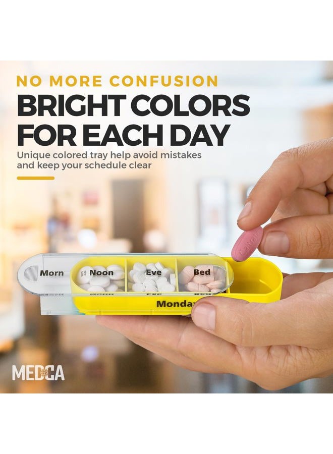 MEDca Weekly Pill Organizer, Four Times-a-Day, 1 Dispenser with Stackable AM/PM Compartments - Image 3