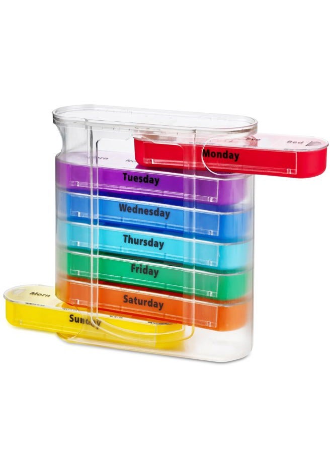 MEDca Weekly Pill Organizer, Four Times-a-Day, 1 Dispenser with Stackable AM/PM Compartments - Image 1
