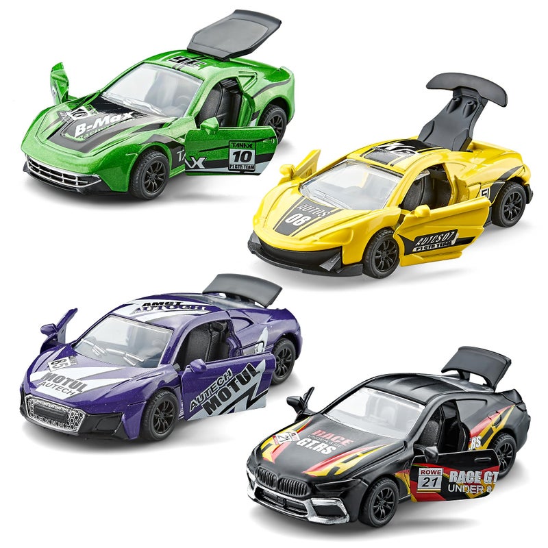 KIDAMI Racing Pull Back Cars for Kids Die Cast Metal Toy Cars with Door Openable Mini Sports Car Vehicles Pack Playset for Boys Girls Toddlers - Image 3