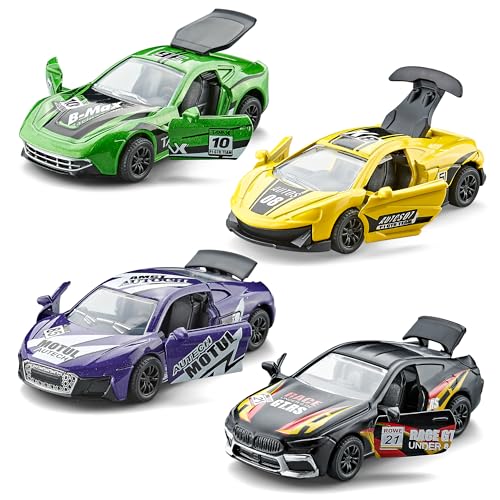 KIDAMI Racing Pull Back Cars for Kids Die Cast Metal Toy Cars with Door Openable Mini Sports Car Vehicles Pack Playset for Boys Girls Toddlers - Image 1