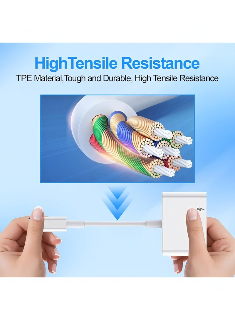 أبلينم محول سماعة رأس من USB C إلى 3.5 مم، سماعة أذن صوتية AUX 2 في 1 مع شحن PD لهاتف iPhone 16 Pro/Max/Plus/15، iPad Pro Air 5 4، Samsung Flip Fold S24 S23 Ultra/Plus/FE، Google Pixel 9/Pro/8، إلخ. - Image 3