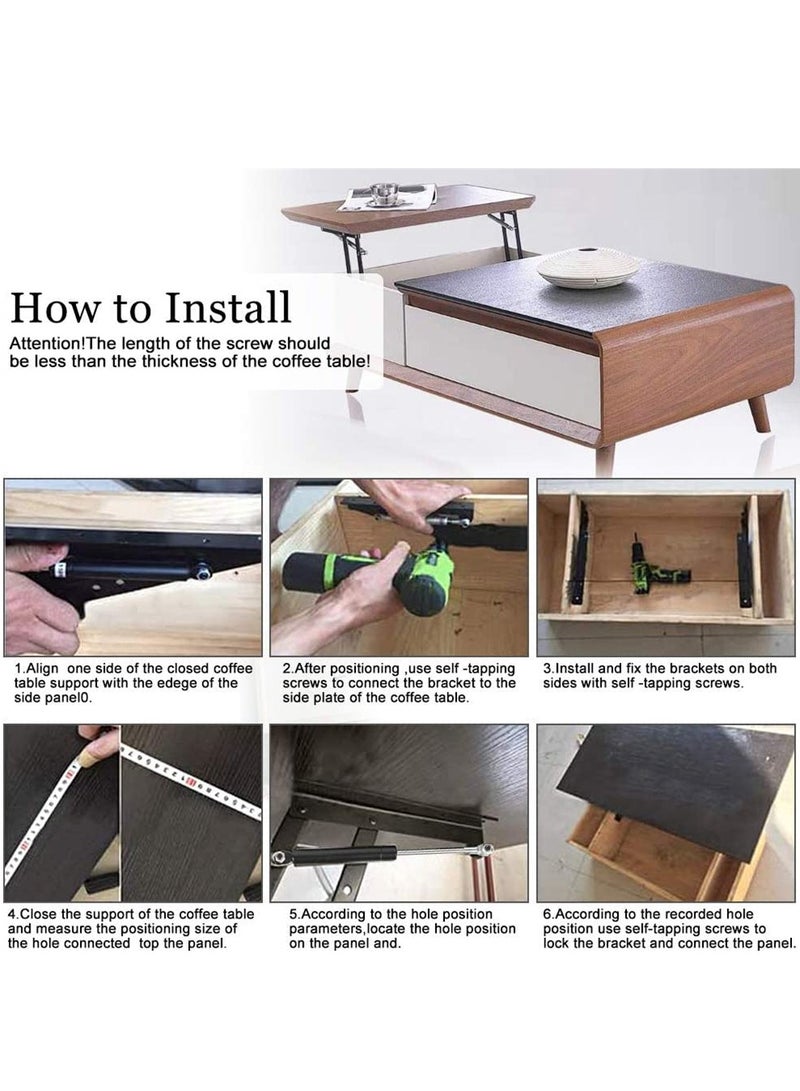 KASTWAVE Folding Lift up Top Furniture Hinge, 1 Pair 50kg/100LB Coffee Table Spring Hinge, Adjustable Table Top Lifting Frame, Spring Standing Desk Frame, for Coffee Table Furniture Accessories - Image 4