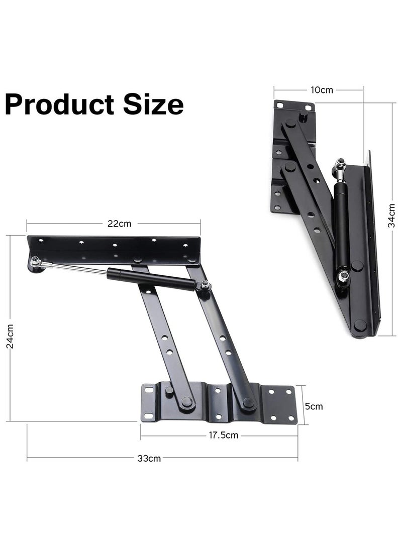 KASTWAVE Folding Lift up Top Furniture Hinge, 1 Pair 50kg/100LB Coffee Table Spring Hinge, Adjustable Table Top Lifting Frame, Spring Standing Desk Frame, for Coffee Table Furniture Accessories - Image 2