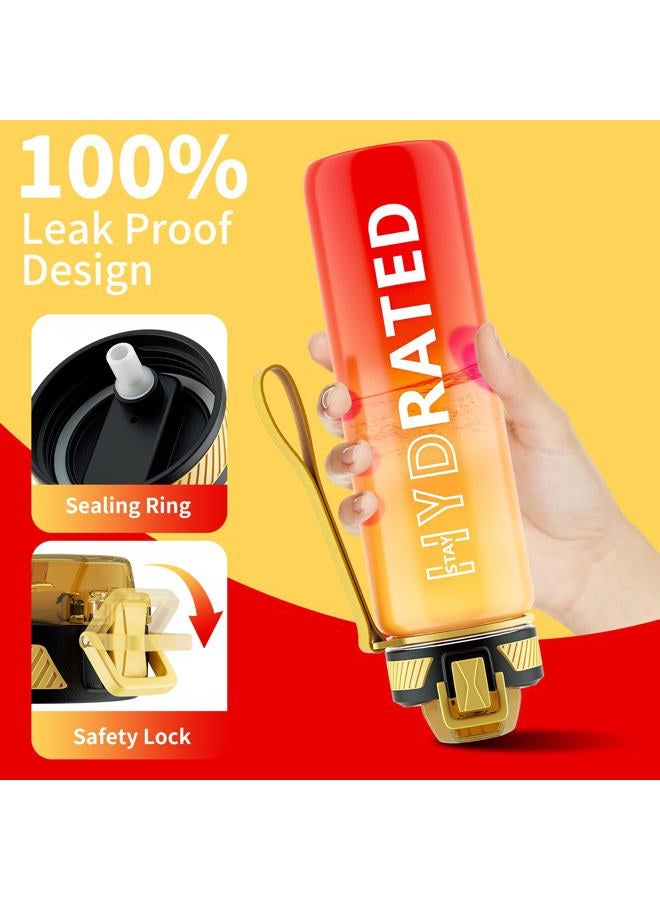 QLUR Water Bottle with Straw, 32oz Motivational Water Bottles with Time Marker to Drink, Tritan BPA Free, 1L Sports Water Bottle with Carry Strap LeakProof for Women Gym Fitness Outdoor (1 Pack) - Image 4