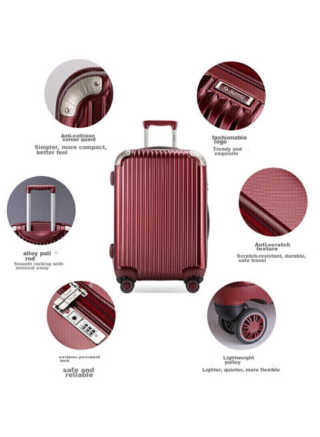 Summit 22-inch Expandable Large Capacity Suitcase, Quiet 360° Wheels Trolley Case Pc338 Wine Red - Image 3