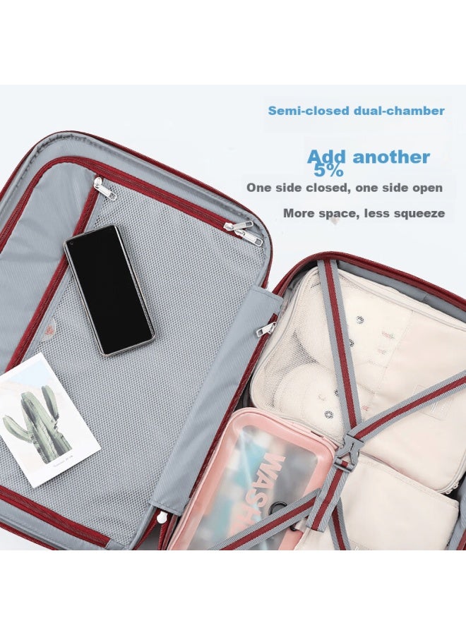 Summit 22-inch Expandable Large Capacity Suitcase, Quiet 360° Wheels Trolley Case Pc338 Wine Red - Image 2