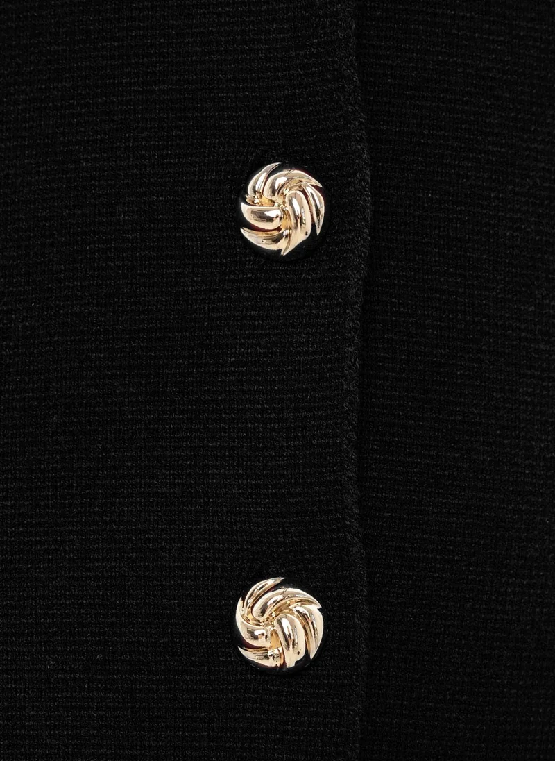 Lichi Jersey jacket with stand-up collar and golden buttons
