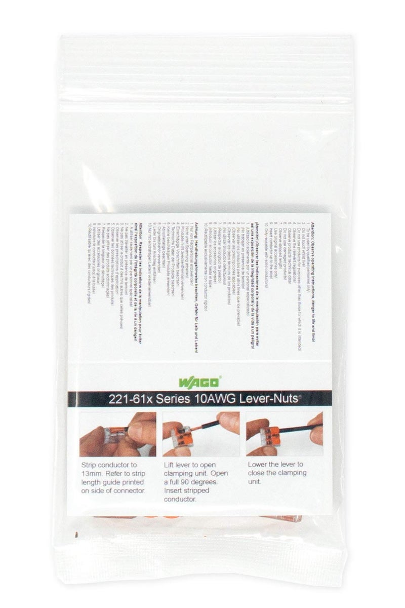 Wago 221-612 Lever-Nuts 10AWG 2 Conductor Compact Wire Connectors 10 PK - Image 5