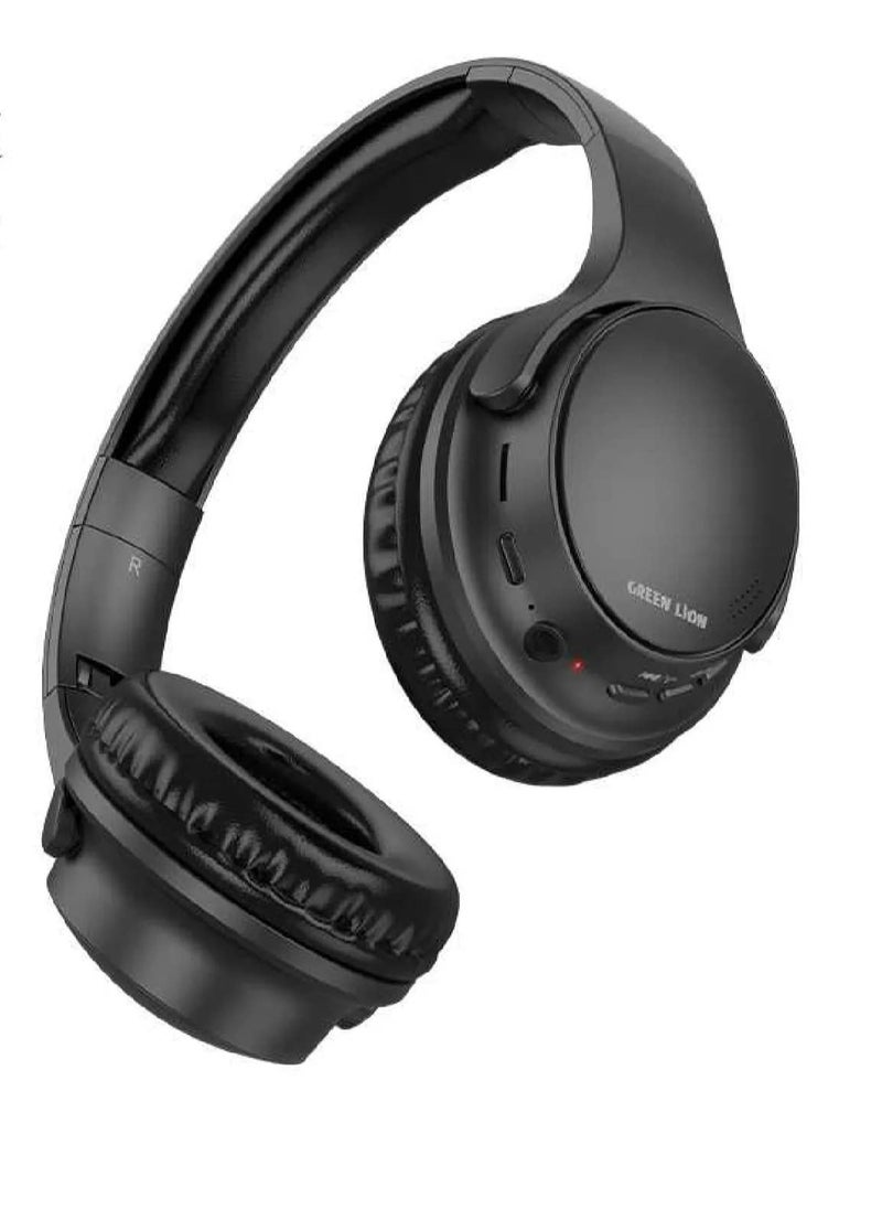 GREEN LION - Comfort Plus Headphone Wireless Version 5.3 4mm Speaker 7 Hours Playtime Thin & Light Comfortable to Wear with Control Buttons - Black - Image 1