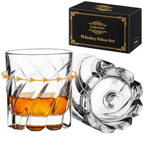 PARACITY Spinning Whiskey Glasses Set of 2, Rotatable Old Fashioned Glassware, Bourbon/Cocktail/Rock Glasses for Bar, Party and Home, Whiskey Gift for Men - Image 1
