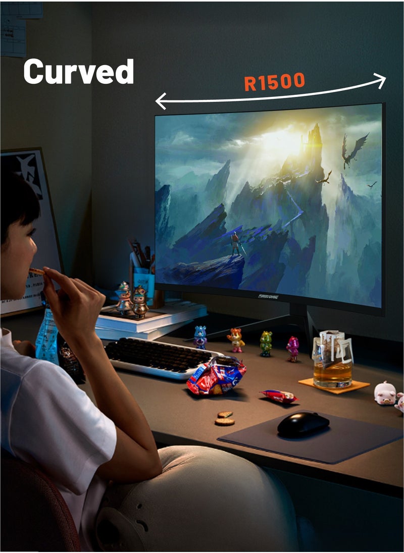 porodo - 32-inch Gaming Curved Monitor with RGB Light / MT9800 180Hz / Borderless Design / Adjustable Rotating Stand / 2 HDMI 2.0 / 2K QHD Screen Resolution - Black - Image 1