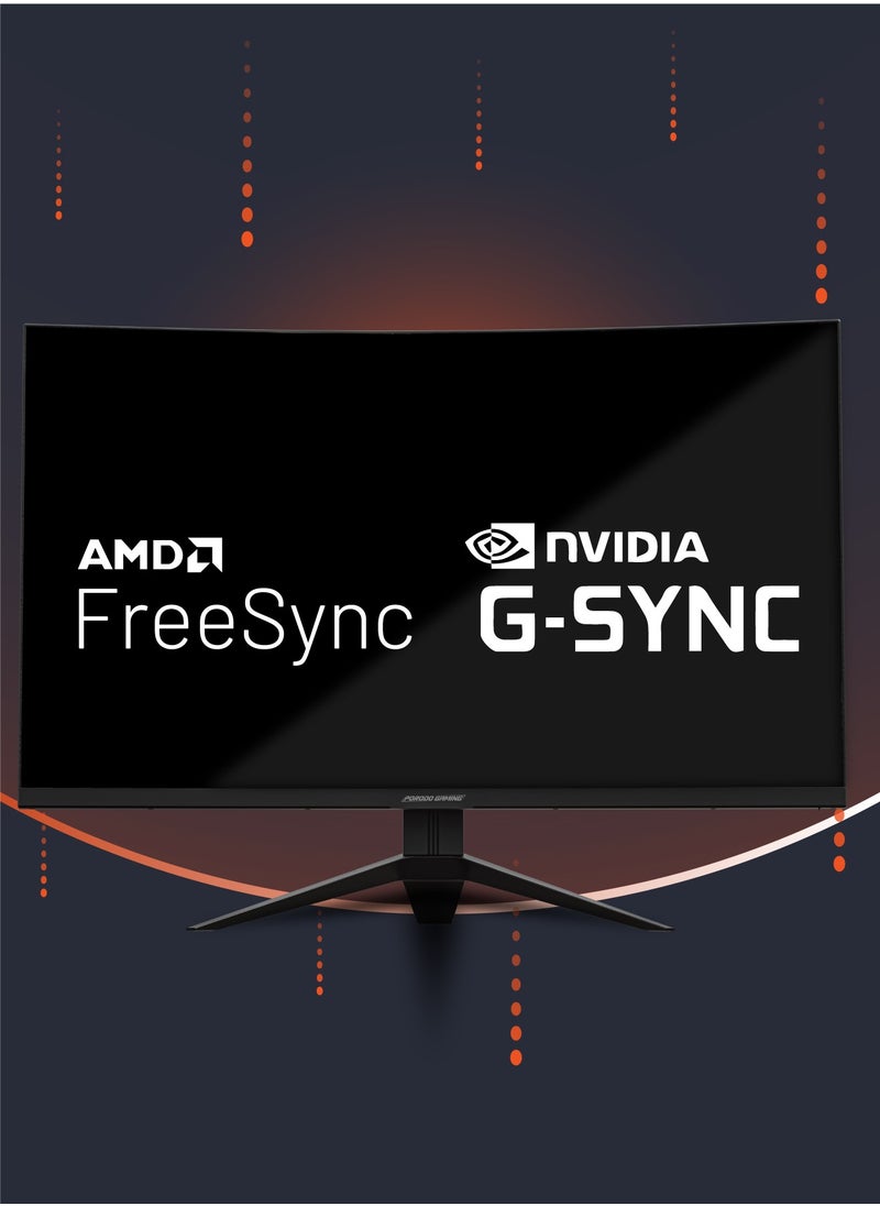porodo - 32-inch Gaming Curved Monitor with RGB Light / MT9800 180Hz / Borderless Design / Adjustable Rotating Stand / 2 HDMI 2.0 / 2K QHD Screen Resolution - Black - Image 1