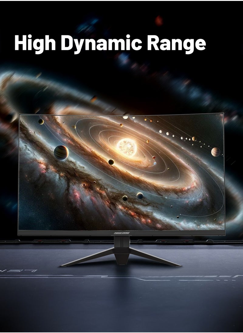 porodo - 32-inch Gaming Curved Monitor with RGB Light / MT9800 180Hz / Borderless Design / Adjustable Rotating Stand / 2 HDMI 2.0 / 2K QHD Screen Resolution - Black - Image 1