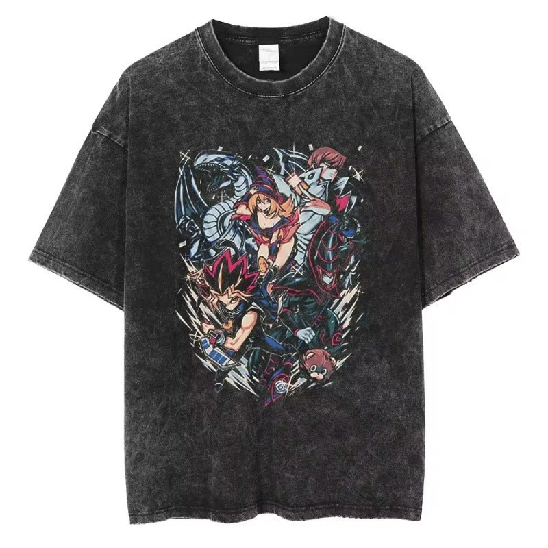 2025 Anime Yu-Gi-Oh Printed T-Shirt Retro Washed T-Shirt Independent Station New Style - Image 3