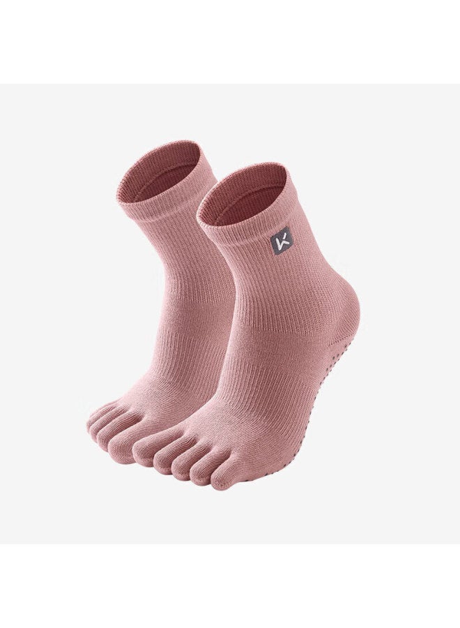 Keep Yoga Socks, Non-slip, Separate-toe, Women's Five-toe Socks, Summer Indoor Use, Floor Exercise Dance Socks, Basic Style, Light Pink - Image 2