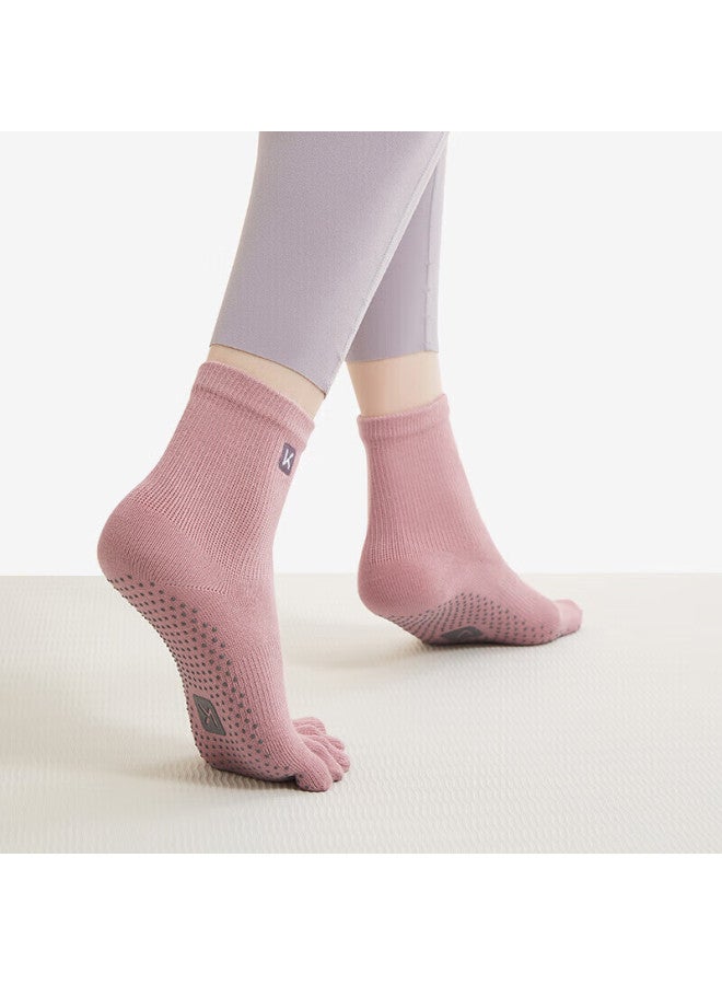 Keep Yoga Socks, Non-slip, Separate-toe, Women's Five-toe Socks, Summer Indoor Use, Floor Exercise Dance Socks, Basic Style, Light Pink - Image 3