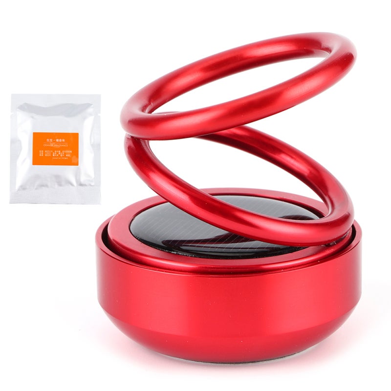 Solar Power Car Air Freshener: Red Light Luxury Alloy, French Pure Plant Extract - Auto Rotating Aroma Diffuser for Car Interior, Pets And Kids - Image 1