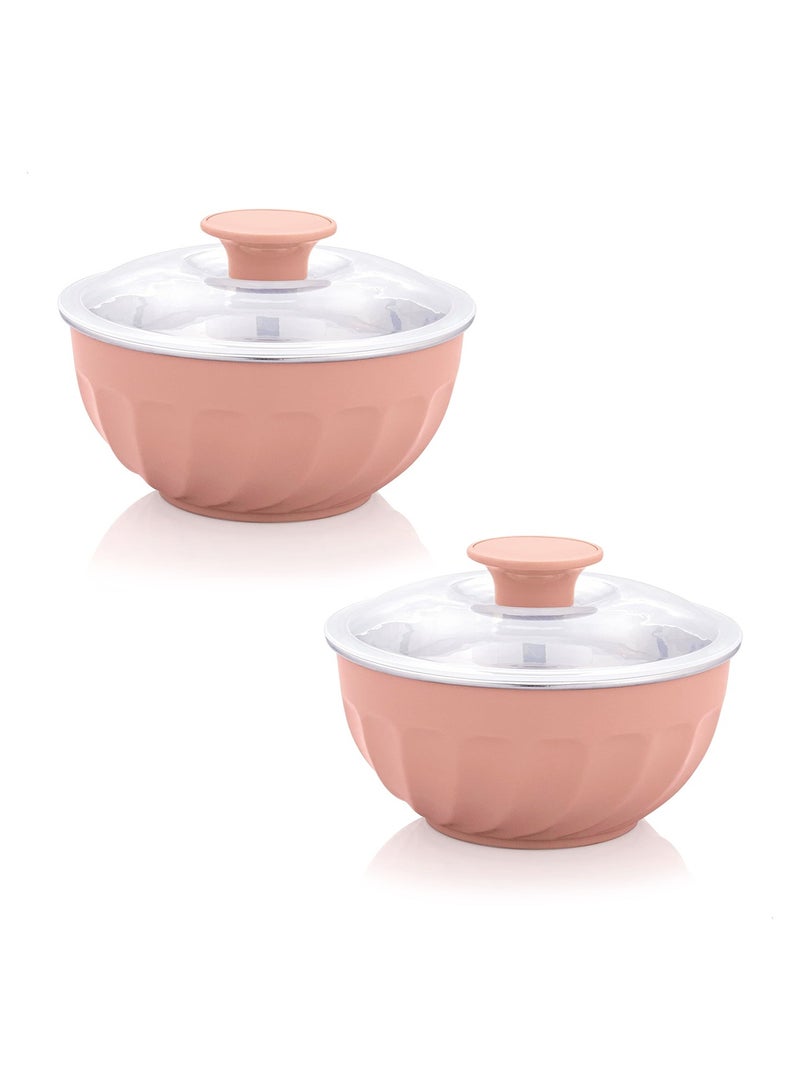 BLACKSTONE Set of 2 Mixing Bowls with Lids – Outer Plastic, Inner Stainless Steel 600ML  - Image 1