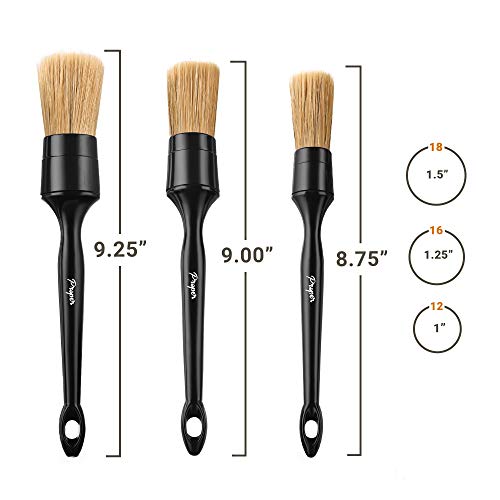 PROPER DETAILING CO. Premium Car Detailing Brush Set - Professional 3 Pack Kit Detail Brushes with Soft Boars Hair Bristles for Auto Interior & Exterior - for Cleaning Leather Seats, Air Vents, Wheels & Emblems - Image 4