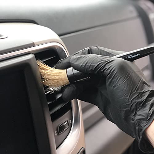 PROPER DETAILING CO. Premium Car Detailing Brush Set - Professional 3 Pack Kit Detail Brushes with Soft Boars Hair Bristles for Auto Interior & Exterior - for Cleaning Leather Seats, Air Vents, Wheels & Emblems - Image 5