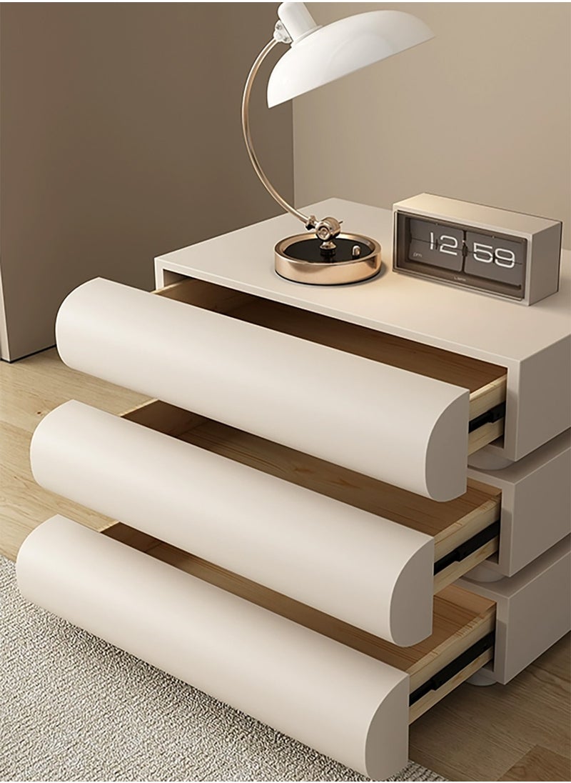 Merry Moments Modern Bedside Table Minimalist Nightsatnds Multifunction Nightstand for Bedroom Living Room with 3 Drawers White Colour H50xL40xD40 cm （Fully Assembled)  - Image 3