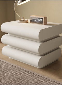 Merry Moments Modern Bedside Table Minimalist Nightsatnds Multifunction Nightstand for Bedroom Living Room with 3 Drawers White Colour H50xL40xD40 cm （Fully Assembled)  - Image 2