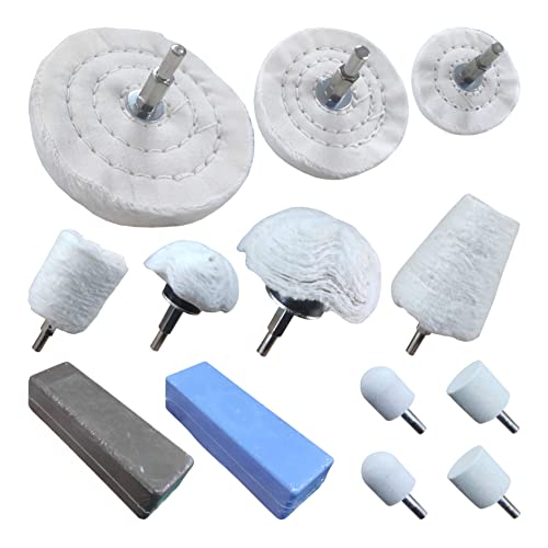 PR PURUI PURUI 13PCS Metal Buffing Polishing Wheel Kit for Drill,for Aluminum Brass Bronze Polish,Kit Includes:7PCS Mounted Buffing Polishing Wheels/4PCS Felt Bobs/2PCS Brown Tripoli & Blue Polishing Compound - Image 1