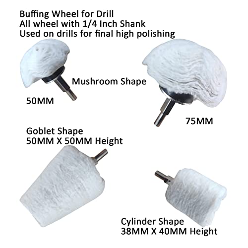 PR PURUI PURUI 13PCS Metal Buffing Polishing Wheel Kit for Drill,for Aluminum Brass Bronze Polish,Kit Includes:7PCS Mounted Buffing Polishing Wheels/4PCS Felt Bobs/2PCS Brown Tripoli & Blue Polishing Compound - Image 2