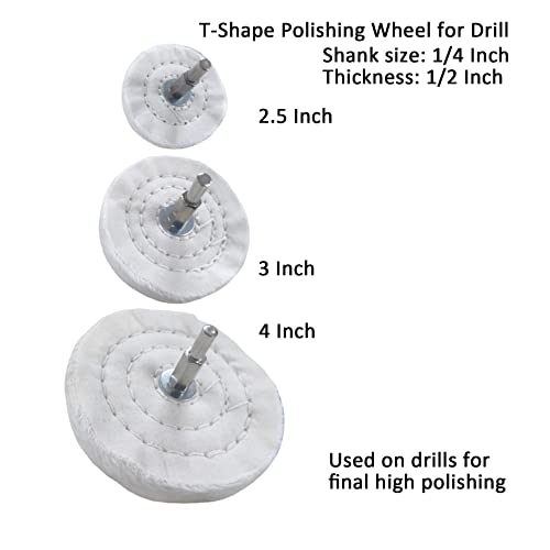 PR PURUI PURUI 13PCS Metal Buffing Polishing Wheel Kit for Drill,for Aluminum Brass Bronze Polish,Kit Includes:7PCS Mounted Buffing Polishing Wheels/4PCS Felt Bobs/2PCS Brown Tripoli & Blue Polishing Compound - Image 3