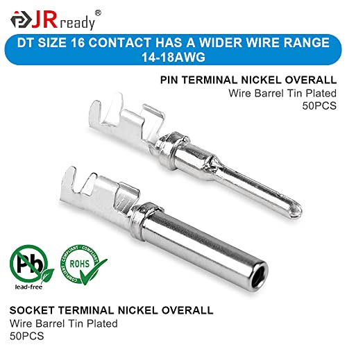 JRready Deutsch Connector Pins and Sockets Stamped Contacts Size 16 ST6255 - Deutsch Pins 1060-16-0122/1062-16-0122/ Open Barrel Terminals Wire Gauge 14-18 AWG, 50 Pairs - Image 5
