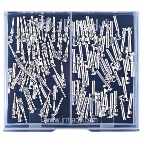 JRready Deutsch Connector Pins and Sockets Stamped Contacts Size 16 ST6255 - Deutsch Pins 1060-16-0122/1062-16-0122/ Open Barrel Terminals Wire Gauge 14-18 AWG, 50 Pairs - Image 1