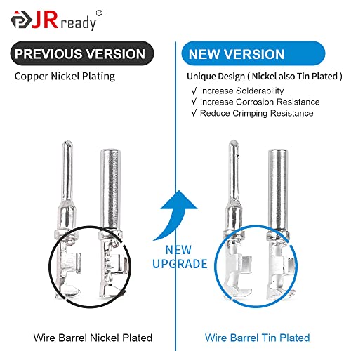JRready Deutsch Connector Pins and Sockets Stamped Contacts Size 16 ST6255 - Deutsch Pins 1060-16-0122/1062-16-0122/ Open Barrel Terminals Wire Gauge 14-18 AWG, 50 Pairs - Image 3