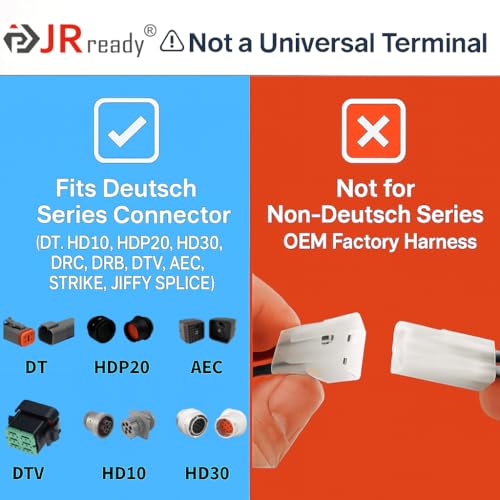 JRready Deutsch Connector Pins and Sockets Stamped Contacts Size 16 ST6255 - Deutsch Pins 1060-16-0122/1062-16-0122/ Open Barrel Terminals Wire Gauge 14-18 AWG, 50 Pairs - Image 2