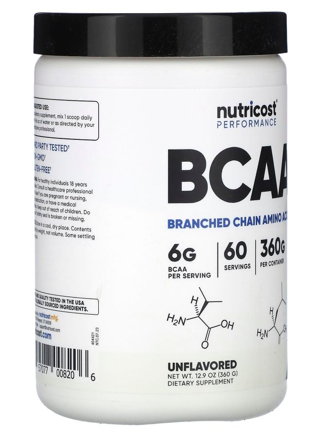 Nutricost Performance BCAA Unflavored 12.9 oz (360 g) - Image 2