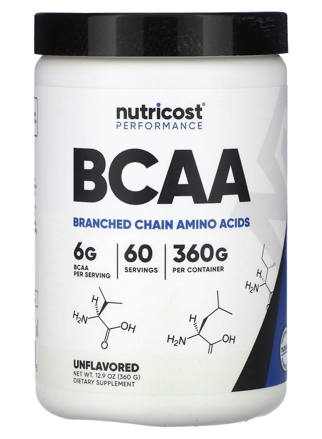 Nutricost Performance BCAA Unflavored 12.9 oz (360 g) - Image 1