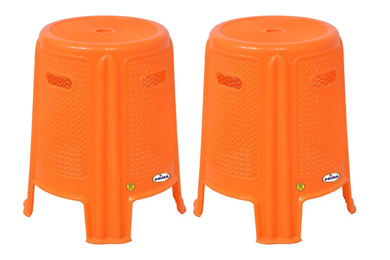 Prima Durable Moulded Plastic Rattan 4 Stool Non-Slip Standard Size for Home & Garden with high Load Capacity (Set of 1, Orange) - Image 4