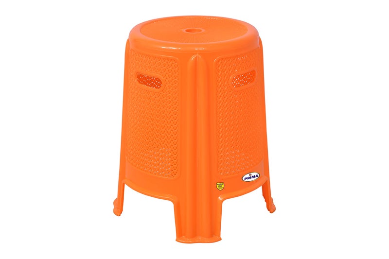 Prima Durable Moulded Plastic Rattan 4 Stool Non-Slip Standard Size for Home & Garden with high Load Capacity (Set of 1, Orange) - Image 3