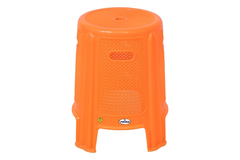 Prima Durable Moulded Plastic Rattan 4 Stool Non-Slip Standard Size for Home & Garden with high Load Capacity (Set of 1, Orange) - Image 1