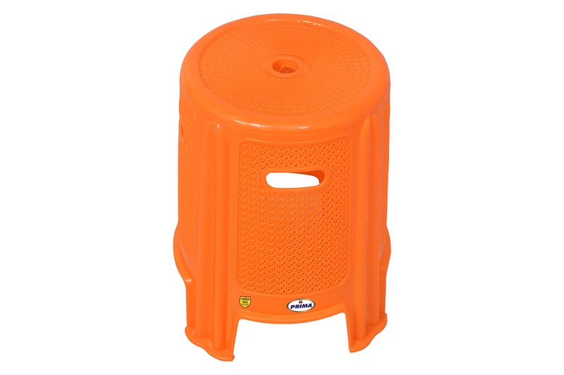 Prima Durable Moulded Plastic Rattan 4 Stool Non-Slip Standard Size for Home & Garden with high Load Capacity (Set of 1, Orange) - Image 2