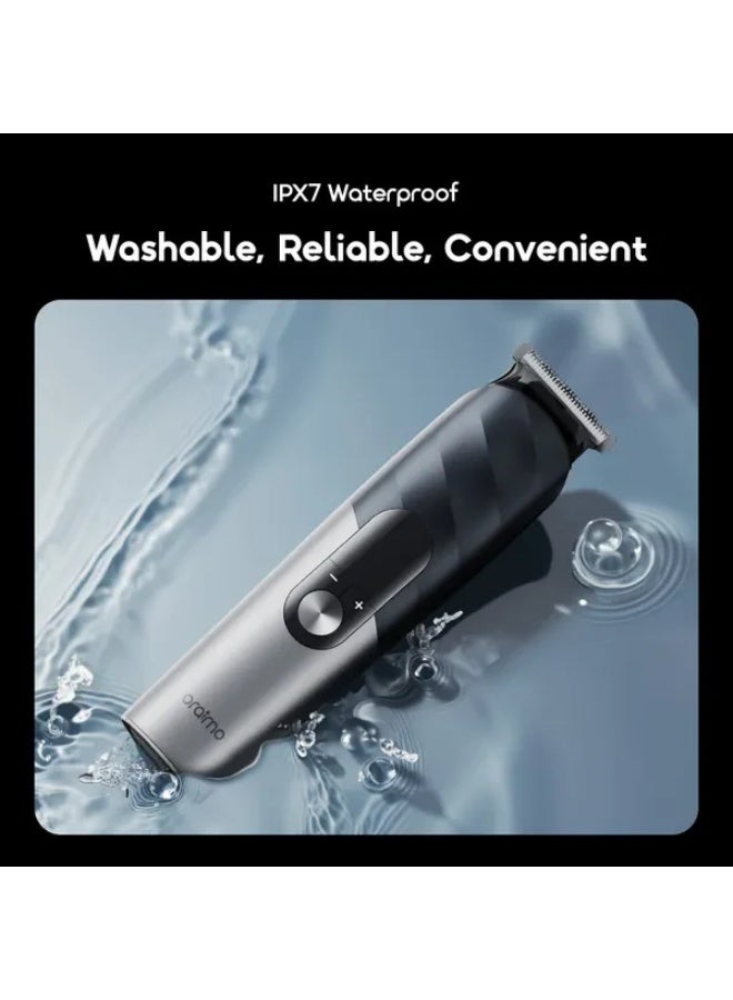 أورايمو Oraimo UltraTrim 16-in-1 Complete Family Grooming Kit OTS-230, Rechargeable Beard Trimmer & Hair Clipper Set, Stainless Steel Blades, 150-Min Runtime, IPX7 Waterproof, Child Safety Mode, Travel Lock & Multi-Attachment Groomer - Image 5