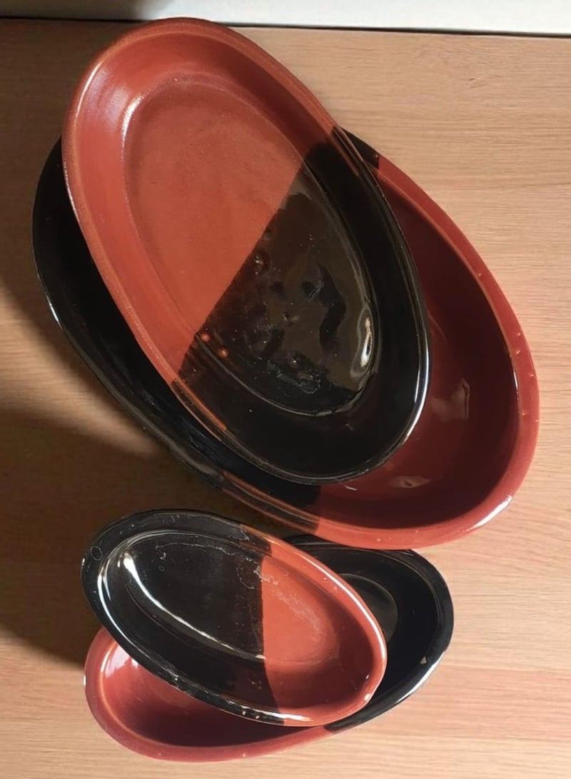 كلور زون بوتري طقم 4 سرفيس من الفخار و الخزف بيضاوي يتحمل درجات الحراره وغير المباشره, شعله اوداخل الفرن 25 سم - Image 2