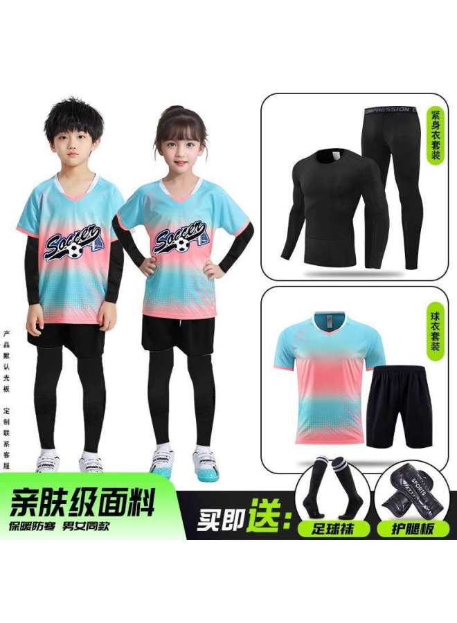 Autumn And Winter Children's Football Uniform Set Team Uniform Custom Printing Boys And Girls Primary School Students Competition Training Uniform Football