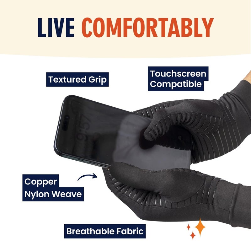 Dr. Frederick's Original Copper Compression Arthritis Gloves - Doctor-Developed Hand Pain Relief for Arthritis, Carpal Tunnel & Tendonitis - All-Day Comfort, Typing & Daily Use - Full Finger, Large - Image 5