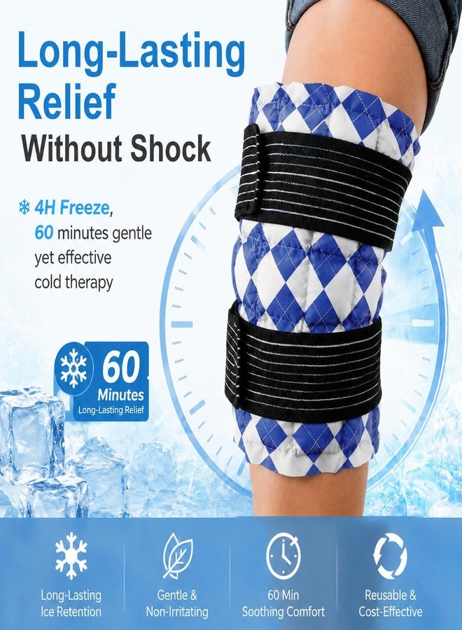 WORLD-BIO Ice Packs for Injuries Reusable, Knee Ice Pack Wrap with Straps, Gel Ice Wrap for Leg Pain Relief, Hot & Cold Compress Therap for Swelling, Water Soak Needed, Blue & White, 1pack - Image 3