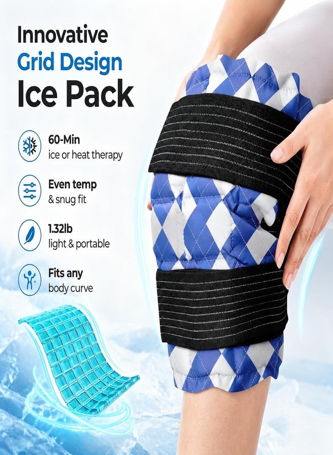 WORLD-BIO Ice Packs for Injuries Reusable, Knee Ice Pack Wrap with Straps, Gel Ice Wrap for Leg Pain Relief, Hot & Cold Compress Therap for Swelling, Water Soak Needed, Blue & White, 1pack - Image 5