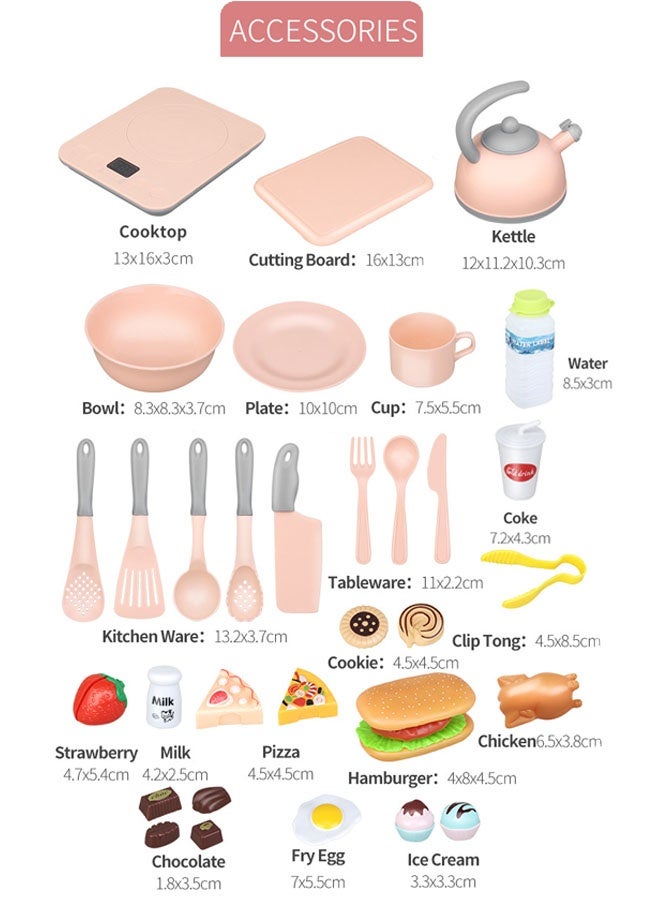 Pretend Kitchen Toy For Kids Pretend Toys Play Pretend Play Cooking Game with Light Real Cook Kitchenware Play Kitchen Toys Birthday gifts, holiday gifts for girls and Kid - Image 2