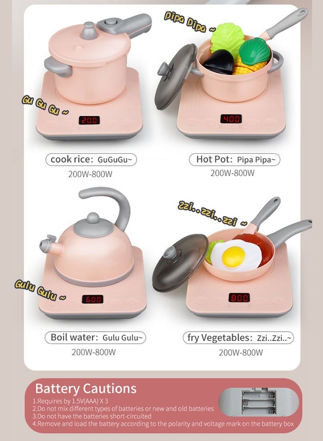 Pretend Kitchen Toy For Kids Pretend Toys Play Pretend Play Cooking Game with Light Real Cook Kitchenware Play Kitchen Toys Birthday gifts, holiday gifts for girls and Kid - Image 5