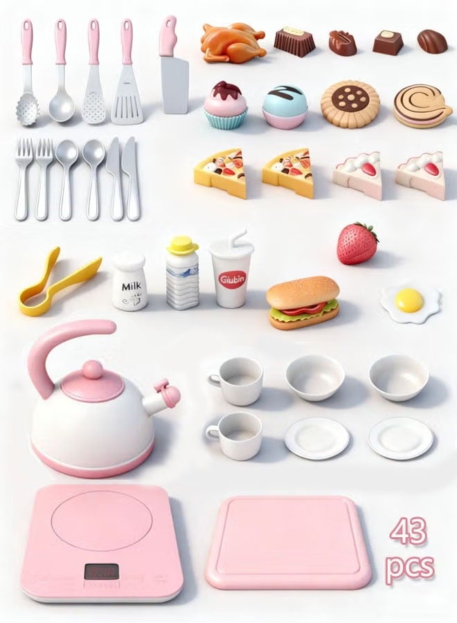 Pretend Kitchen Toy For Kids Pretend Toys Play Pretend Play Cooking Game with Light Real Cook Kitchenware Play Kitchen Toys Birthday gifts, holiday gifts for girls and Kid - Image 1