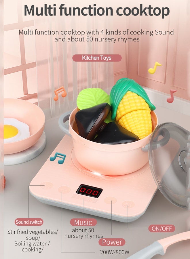 Pretend Kitchen Toy For Kids Pretend Toys Play Pretend Play Cooking Game with Light Real Cook Kitchenware Play Kitchen Toys Birthday gifts, holiday gifts for girls and Kid - Image 4